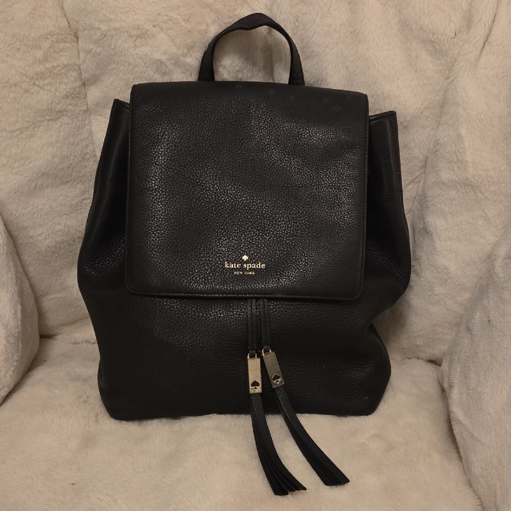 Kate Spade Black Pebbled Backpack